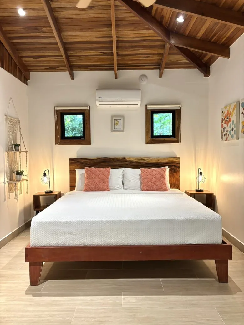 Interior of Deluxe King Bungalow 2 at Makanas Beach Bungalows, Santa Teresa